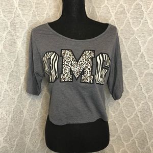 Jetset Grey "OMG" Animal Print Crop Top grey Medium